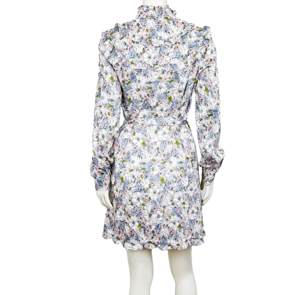 S MODCLOTH 100% Cotton Floral Prairie Ruffle Button Down Shirt Dress with Belt - Picture 3 of 5